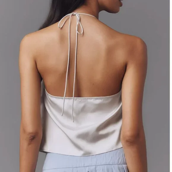 NWT Anthropologie Sunday in Brooklyn Cowl-Neck Satin Tank Top - Picture 2 of 4